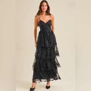 NWT Altar’d State Rue Sequin Lace Maxi Dress